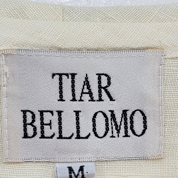 Tiar Bellomo Women's Vintage 100% Linen Button Front Lagenlook Blouse - M - Picture 3 of 8